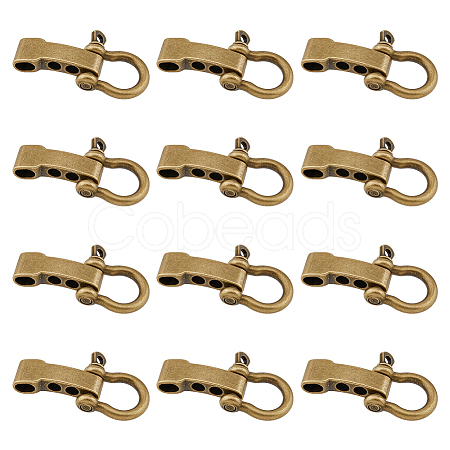 SUPERFINDINGS 12Pcs Tibetan Style Alloy D-Ring Anchor Shackle Clasps FIND-FH0008-01-1