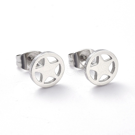 Tarnish Resistant 304 Stainless Steel Pentacle Stud Earrings EJEW-H368-27P-1