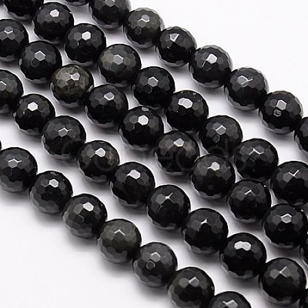 Natural Obsidian Beads Strands G-G549-6mm-02-1