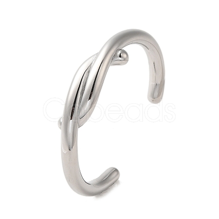 304 Stainless Steel Wire Wrap Cuff Bangles BJEW-Q773-06D-P-1