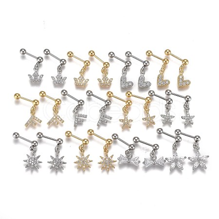 304 Stainless Steel Barbell Cartilage Earrings EJEW-H113-11-1