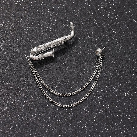 British Style Alloy Crystal Rhinestone Hanging Chain Brooch PW-WG82507-03-1