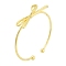 Brass Bowknot Cuff Bangles for Women, Real 18K Gold Plated, Inner Diameter: 2-1/8 inch(5.4cm)