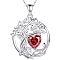 925 Sterling Silver Double-Layer Necklace, Twelve Birthstone Pendants, Tree of Life, Platinum, Red, 16.14~19.69 inch(41~50cm)