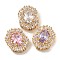 Oval Brass Micro Pave Cubic Zirconia Beads, with Glass, Mixed Color, Real 18K Gold Plated, 16x12.5x7mm, Hole: 1.8mm