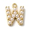 Plastic Imitation Pearl Pendants, with Brass Findings, Golden, Letter W, 7~14x13.5~15x3mm, Hole: 1.3~1.4mm