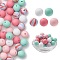 50Pcs 5 Styles Round Silicone Beads, Silicone Teething Beads, Mixed Color, 15mm, 10pcs/style