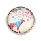 Round with Deer Glass Brooches, Platinum Plated Zinc Alloy Pins, for Backpack Clothes, Colorful, 18x5.5mm