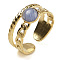 Synthetic Blue Lace Agate Finger Rings, 304 Stainless Steel Open Cuff Rings, Real 18K Gold Plated, 8.5mm, Adjustable