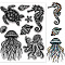 Rubber Clear Stamps, for Card Making Decoration DIY Scrapbooking, Marine Animal, 22x18x0.8cm