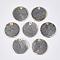 Edge Golden Plated Capiz Shell Pendants, Spray Painted, Flat Round, Gray, 25x1~2mm, Hole: 1mm