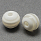 Round Striped Resin Beads, White, 10x9mm, Hole: 1.8~2mm