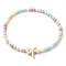 Beach Starfish Synthetic Turquoise Link Bracelets, 4mm Round Acrylic Beaded Stretch Bracelets for Women Men, Beige, Inner Diameter: 2-1/4 inch(5.8cm), Starfish: 14.5~15x14.5~15mm, Bead: 4mm