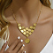 Fashionable Vintage Brass Hollow Flower Layered Coin Tassel Women's Necklaces, Real 18K Gold Plated, 18.50 inch(47cm)