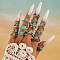 14Pcs 14 Styles Synthetic Turquoise Finger Rings, Antique Silver Tone Alloy Jewelry Sets, Mixed Shapes, Inner Diameter: 17~19mm, 1pc/style