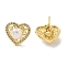 Heart ABS Imitation Pearl Studs Earrings, Rack Plating Brass Cubic Zirconia for Women, Long-Lasting Plated, Lead Free & Cadmium Free, Real 18K Gold Plated, 16x18mm