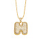 Brass Micro Pave Cubic Zirconia Pendant Necklaces, Golden, Letter H, 16.54 inch(42cm), Pendant: 24~30x13~22mm