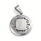 Non-Tarnish 304 Stainless Steel Pendants, Flat Round with 12 Constellation/Zodiac Sign, Stainless Steel Color, Aquarius, 29x25x4.5mm, Hole: 9x5mm