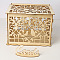 Rectangle Hollow Wood Wedding Card Box with Iron Lock, Wedding Cards Holder Case for Reception, Wedding Money Box for Party Decorations, Blanched Almond, 24x30x22.5cm