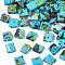 2-Hole Opaque Glass Seed Beads, Antique Style, Rectangle, Deep Sky Blue, 5x4.5~5.5x2~2.5mm, Hole: 0.5~0.8mm