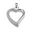 Tarnish Resistant 304 Stainless Steel Open Heart Pendants, Hollow, Stainless Steel Color, 29.5x26x3mm, Hole: 3x5mm