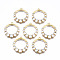 Brass Micro Pave Clear Cubic Zirconia Pendants, Nickel Free, Ring, Real 18K Gold Plated, 25x22x3.5mm, Hole: 1.4mm