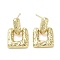 Brass Studs Earrings, Long-Lasting Plated, Lead Free & Cadmium Free, Square, Real 18K Gold Plated, 19x12mm