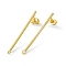 Ion Plating(IP) 304 Stainless Steel Stud Earrings Finding, Column Bar, with Horizontal Loop, Golden, 38x3mm, Hole: 1.8mm, Pin: 0.8mm