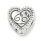 925 Sterling Silver European Beads, Heart, Cancer, 9.5x9.5~10x7mm, Hole: 4.5mm