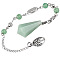 Natural Green Aventurine Pointed Dowsing Pendulums, Hexagon Prism, 225~240mm