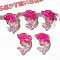 5Pcs Resin Cabochos, with Glitter Power, Dolphin, Medium Violet Red, 23x17mm, 5pcs/set