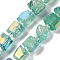 Electroplated Natural Quartz Beads Strands, Hexagon Prism, Irregular Shape, Aquamarine, 8~13x10~14x6~11mm, Hole: 1mm, about 15~16pcs/strand, 7.8~8 inch(20~20.5cm)