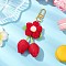 Handmade Crochet Cotton Cherry Flower Hanging Ornaments, with Alloy Swivel Clasps, Red, 95~118mm