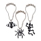 3Pcs 3 Styles Iron Shower Curtain Rings for Bathroom, with Halloween Theme Alloy Enamel Pendants, Bat/Spider/Skeleton, Platinum, 105~129mm, 1pc/style