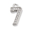 Brass Micro Pave Clear Cubic Zirconia Pendants, Number Charms, Number 7, 12.5x6.5x1mm, Hole: 1.5mm