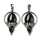 Natural Obsidian Pendants, Rack Plating Brass Teardrop Charms, Antique Silver, Cadmium Free & Lead Free, 49.5x28x7mm, Hole: 8x5mm