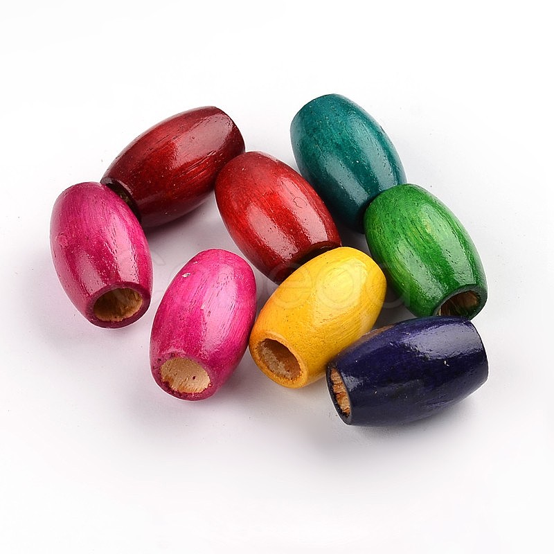 Cheap Dyed Barrel Natural Wood Beads Online Store 2650