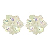 Luminous Glow in the Dark Resin Flower Stud Earrings with 304 Stainless Steel Pins EJEW-JE05359-02-2