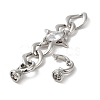 Rack Plating Brass Pave Clear Cubic Zirconia Fold Over Clasps KK-E084-04P-2