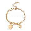 Vacuum Plating Double Heart Charms Bracelet with 304 Stainless Steel Chains for Women STAS-P304-09G-1