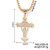 Hip-hop Style Brass Clear Cubic Zirconia Cross Pendant Box Chain Necklaces MB2834-2-1