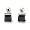 Square 316 Surgical Stainless Steel Pave Cubic Zirconia Ear False Plugs for Women Men EJEW-Z050-34C-02P-1