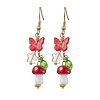 304 Stainless Steel Butterfly & Mushroom Dangle Earrings for Women EJEW-JE06235-3