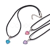 Heart with Fish Scale Shape 304 Stainless Steel with Resin Pendant Necklaces NJEW-JN04571-1