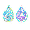 Ion Plating(IP) 201 Stainless Steel Filigree Pendants STAS-T057-57-2