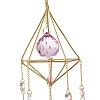 Moon & Fairy Iron AB Color Chandelier Decor Hanging Prism Ornaments HJEW-P012-05G-5