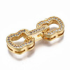 Brass Micro Pave Clear Cubic Zirconia Fold Over Clasps KK-T063-67G-NF-2