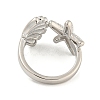 Starfish & Shell Rack Plating Brass Open Cuff Rings RJEW-N047-02P-RS-3