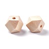 Faceted Unfinished Wood Beads WOOD-WH0014-01-B-2