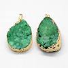 Electroplated Natural & Dyed Druzy Agate Pendants G-N0167-023B-3